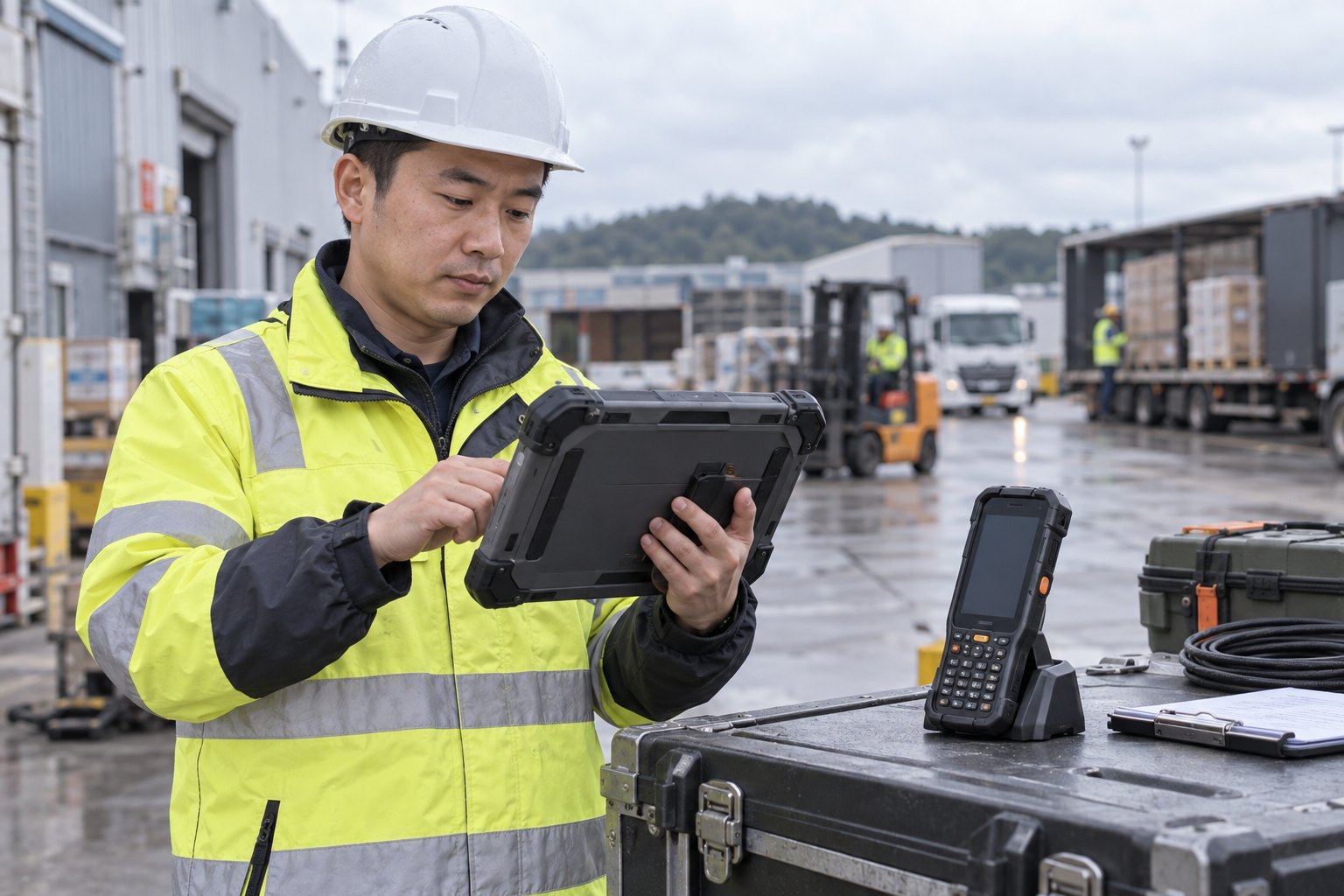 Rugged tablets used outdoors in field service where drop, vibration and temperature stress combine
