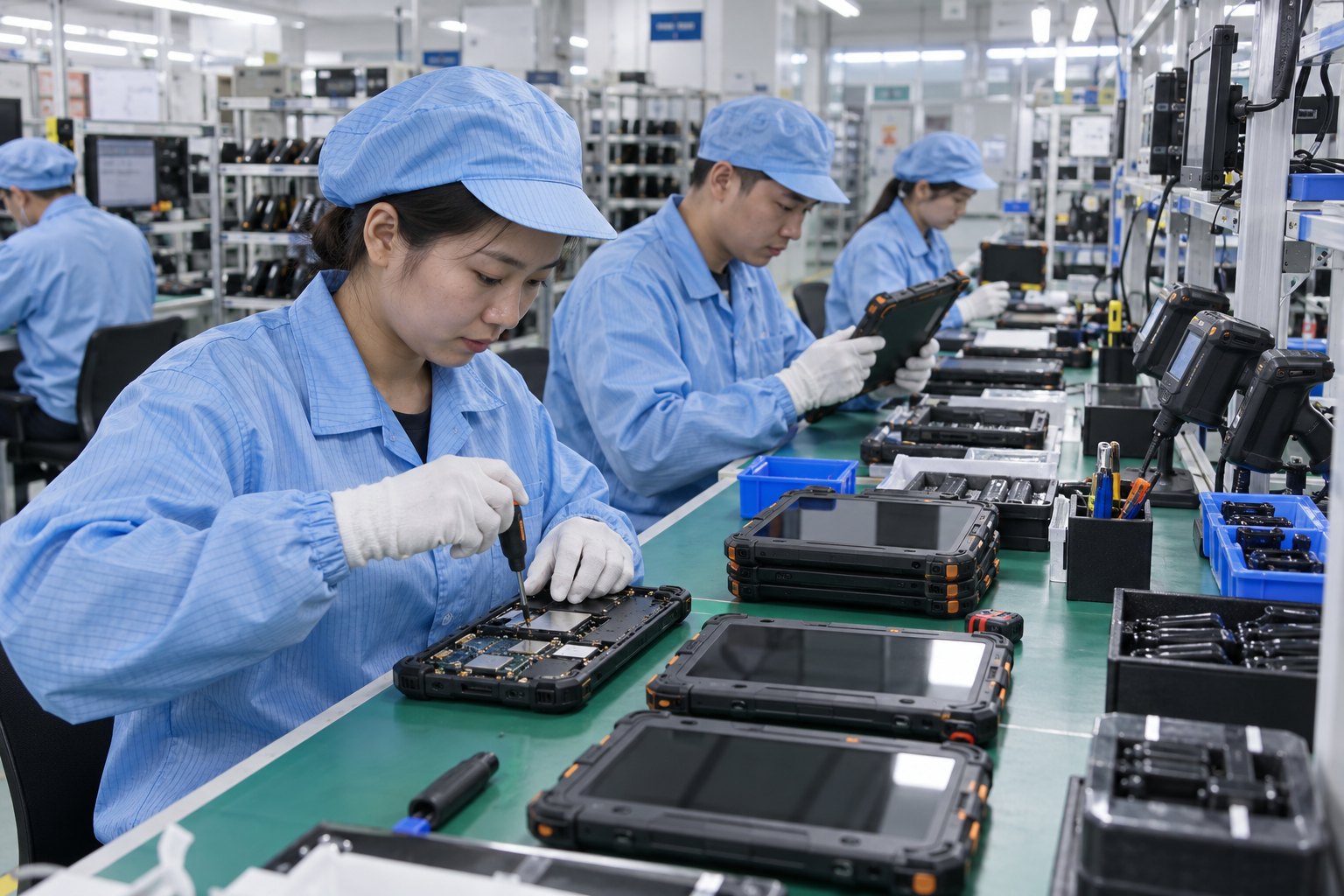 Rugged tablets deployed on a warehouse production line for WMS and inventory tasks